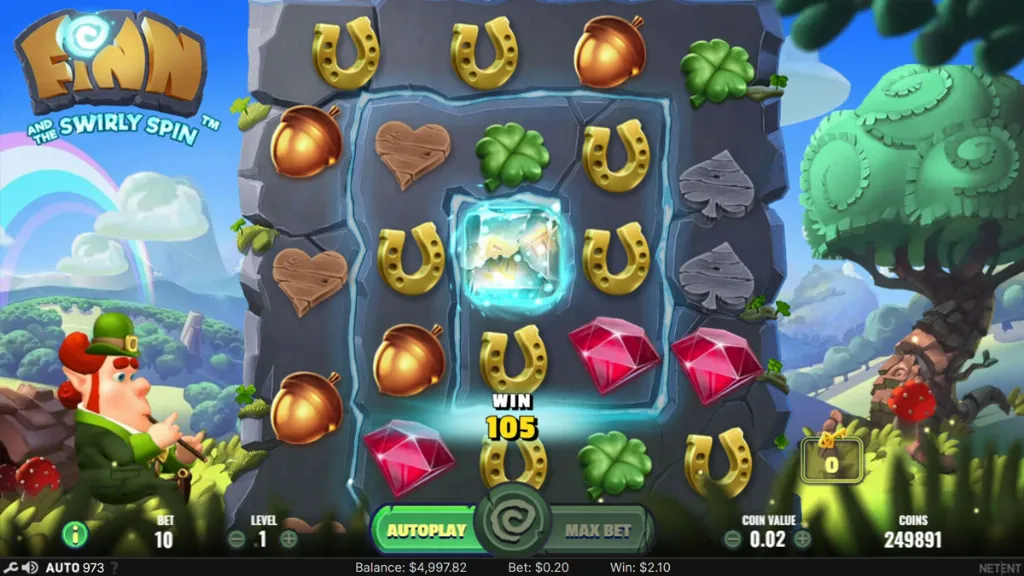 Finn and the Swirly Spin - Game screenshot with bonus trigger.