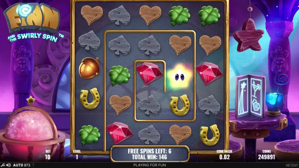 Finn and the Swirly Spin - Game screenshot with bonus features.