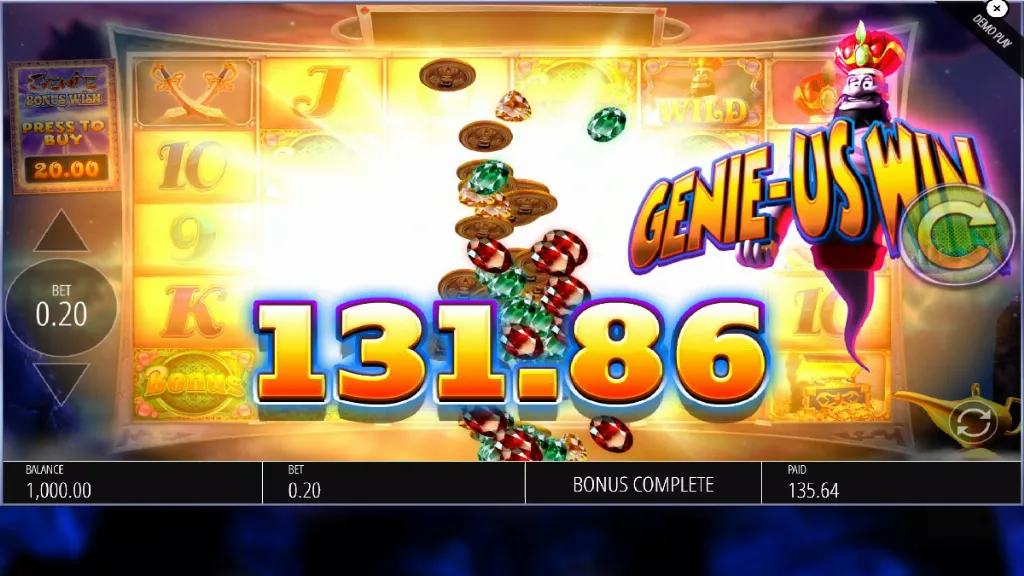 Genie Jackpots Megaways - Banner with big win.