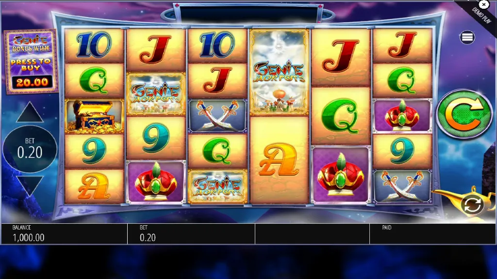 Genie Jackpots Megaways - Game screenshot with reels.