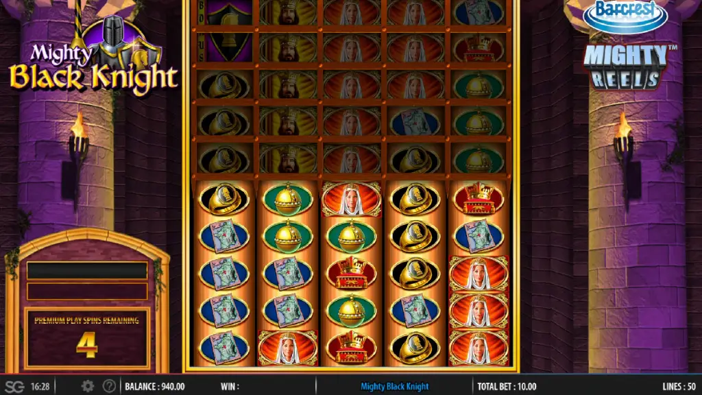 Mighty Black Knight - Slot Game screenshot with bonus feature.