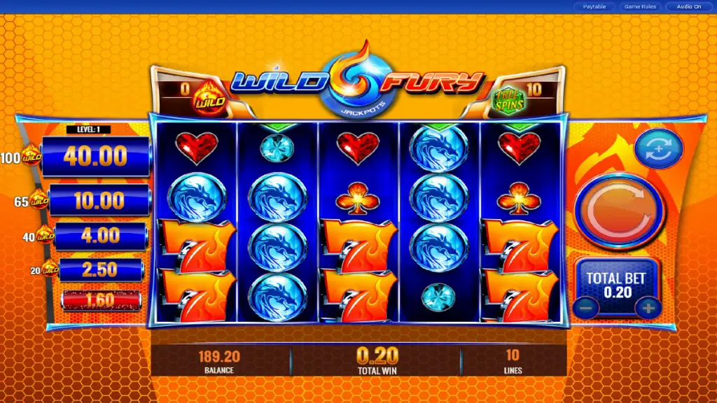 Wild Fury - Game Screenshot with Jackpot Display