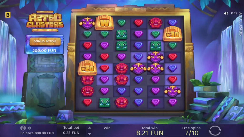 Aztec Clusters - Game screenshot with bonus active.