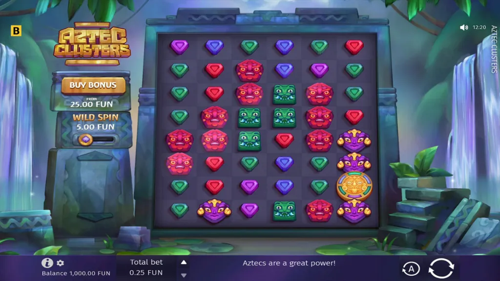 Aztec Clusters - Gameplay screenshot with colorful gems.