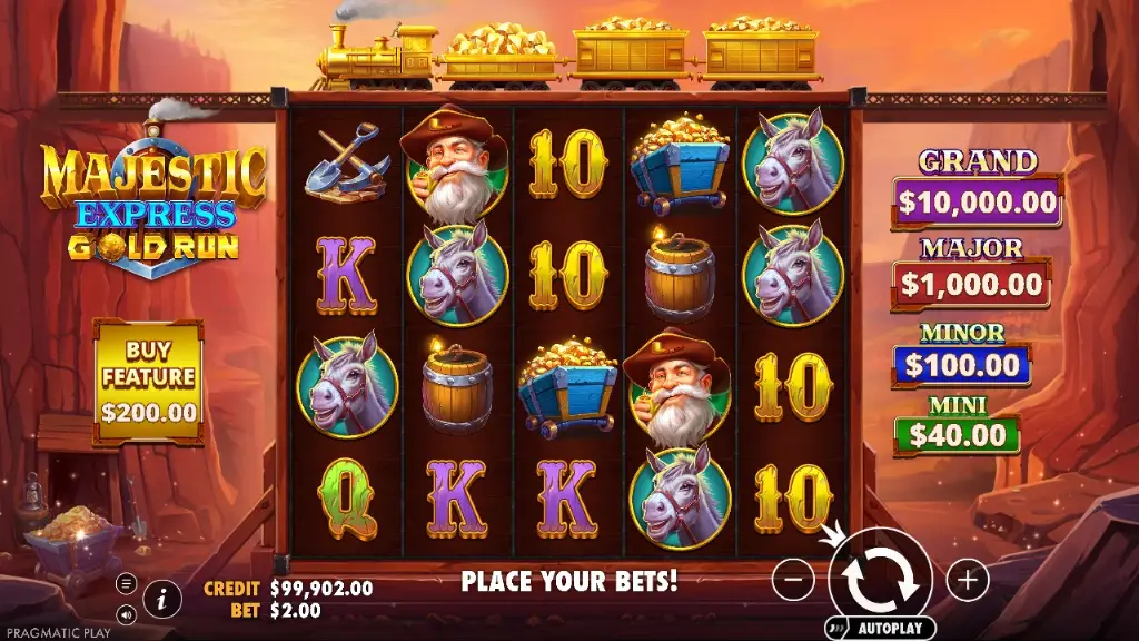 Majestic Express Gold Run - Gameplay screenshot with slot machine.
