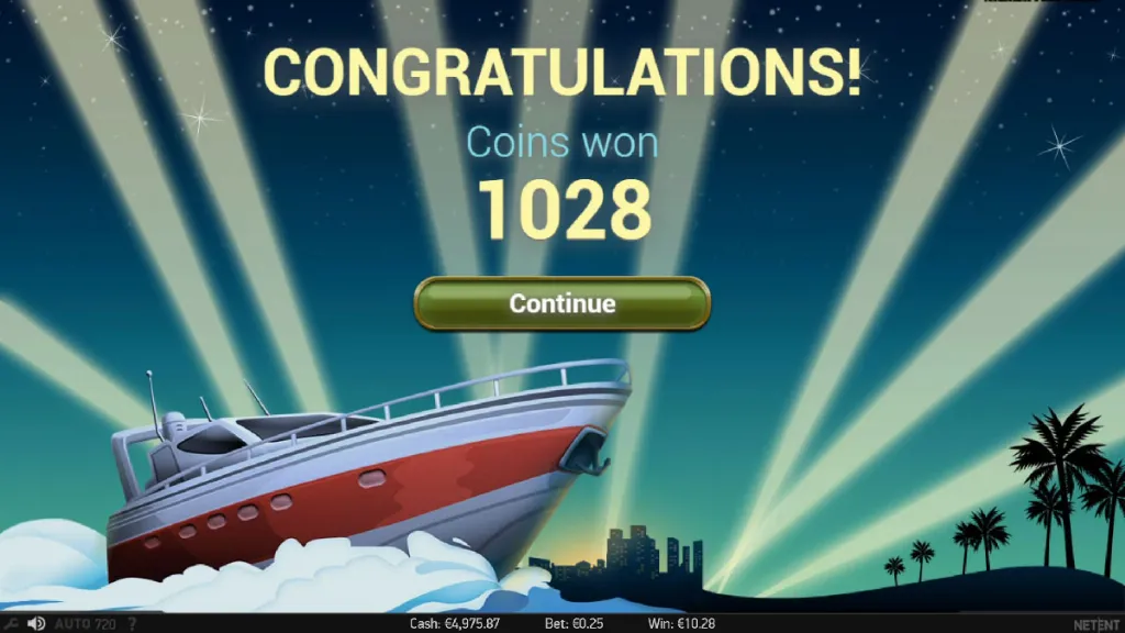 Mega Fortune slot big win screen showing payout in coins