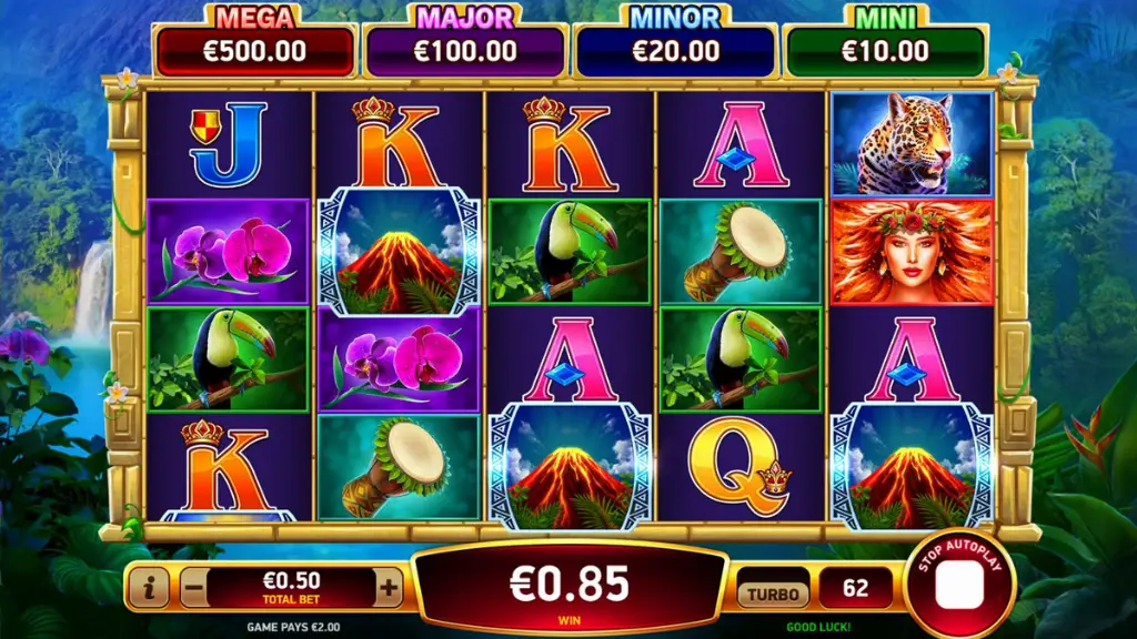 Volcano Rising - Slot Game with bonus trigger visible