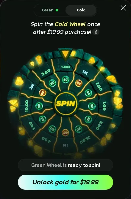 Gold Thunder Wheel - Product photo with spin options.