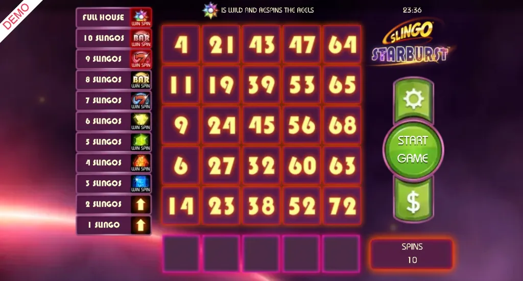 Slingo Starburst combines slot mechanics with bingo-style gameplay, where matching numbers unlock win spins and rewards.