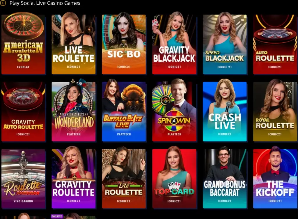 The Jackpota live casino lobby showcases a grid of roulette, blackjack, baccarat, and specialty game tiles with hosts posing for each title.