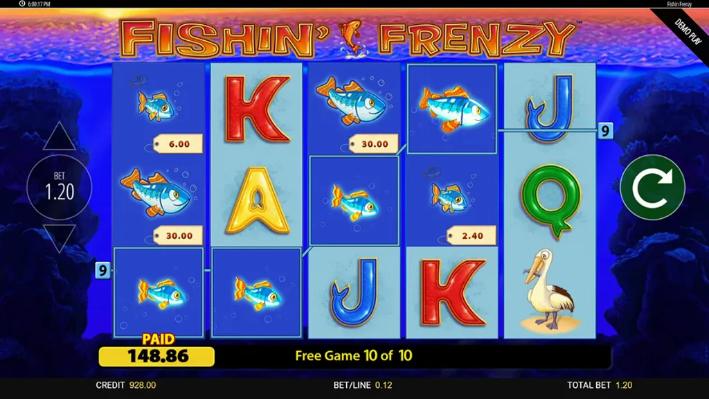 Fishin' Frenzy - Game screenshot with big win.