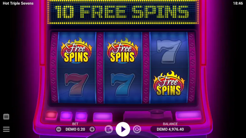 Hot Triple Sevens - Slot Game with Free Spins Display