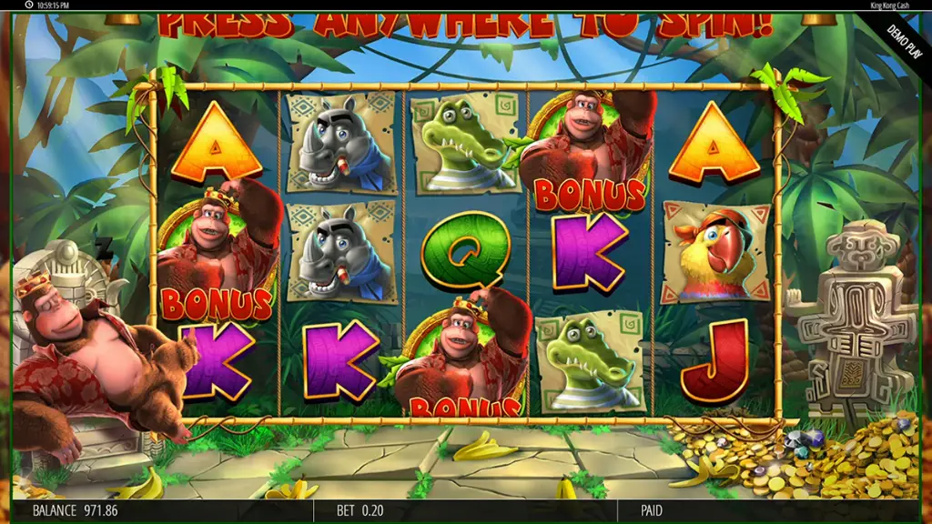 King Kong Cash - Slot game with bonus trigger.