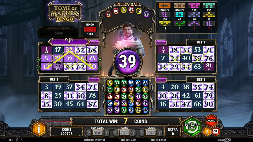 Tome of Madness - Bingo game with big win display
