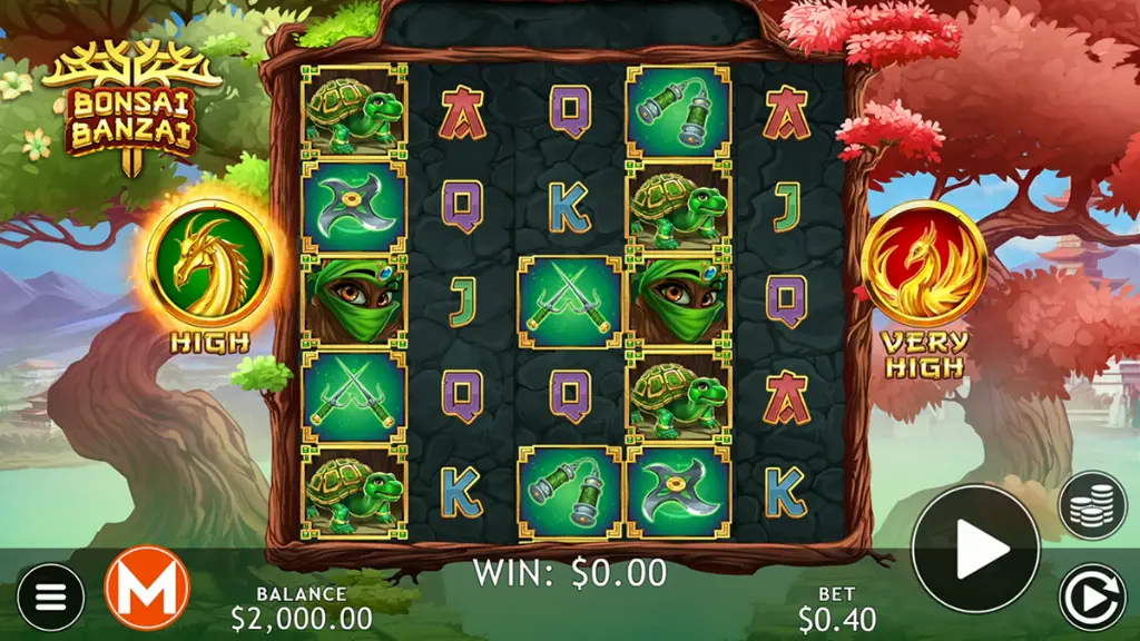 Bonsai Banzai - Game screenshot with slot symbols.