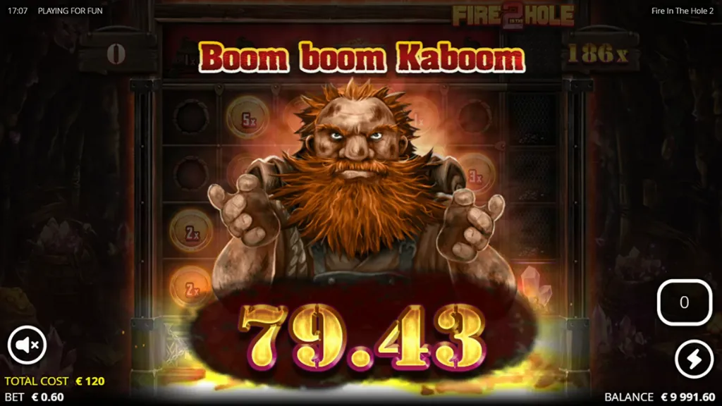 Fire in the Hole 2 - Game screenshot with big win.