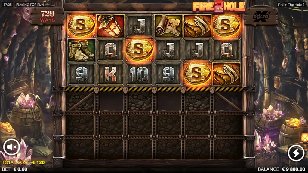 Fire in the Hole 2 - Game screenshot with bonus trigger.