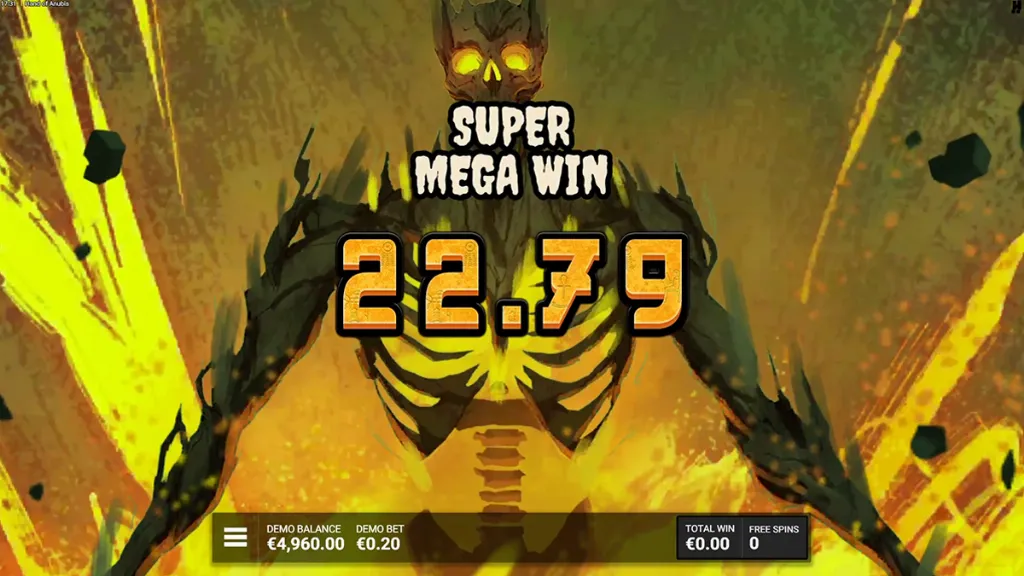 Anubis - Banner with Super Mega Win display.