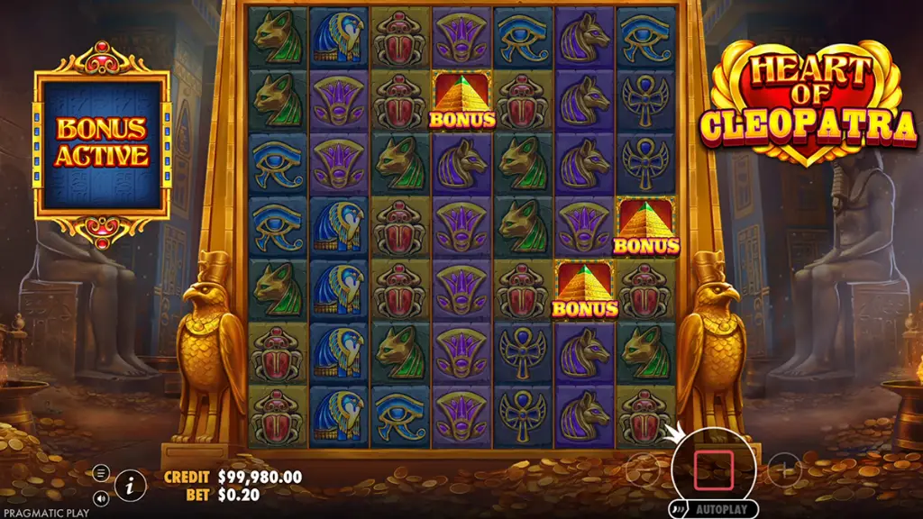Heart of Cleopatra - Game screenshot with bonus active.