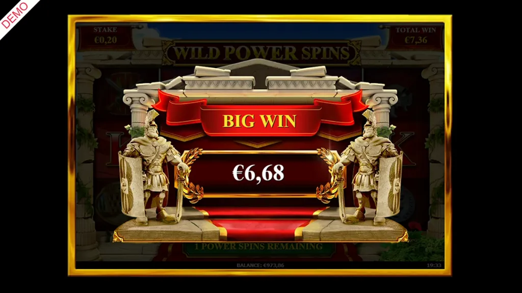 Slingo Centurion - Banner with big win display.