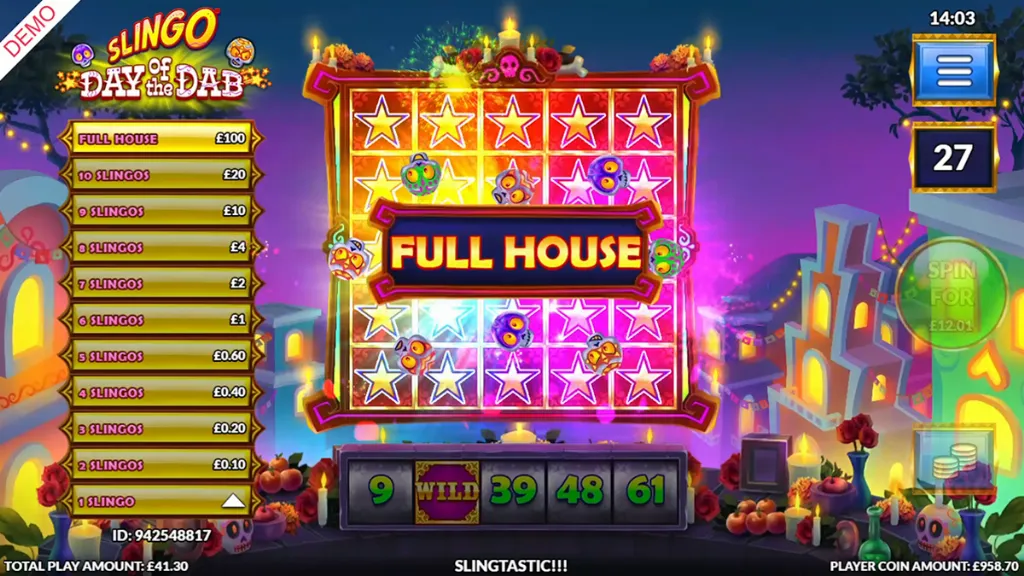 Slingo - Game Screenshot with Full House Win