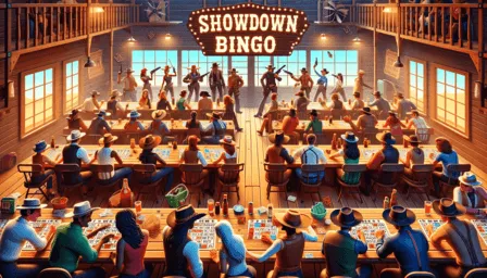 Showdown Bingo in a Western saloon
