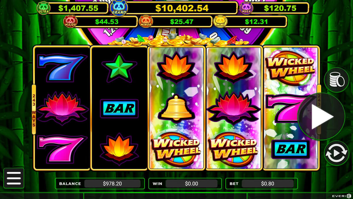 Screenshot of the bonus trigger on Wicked Wheel Panda