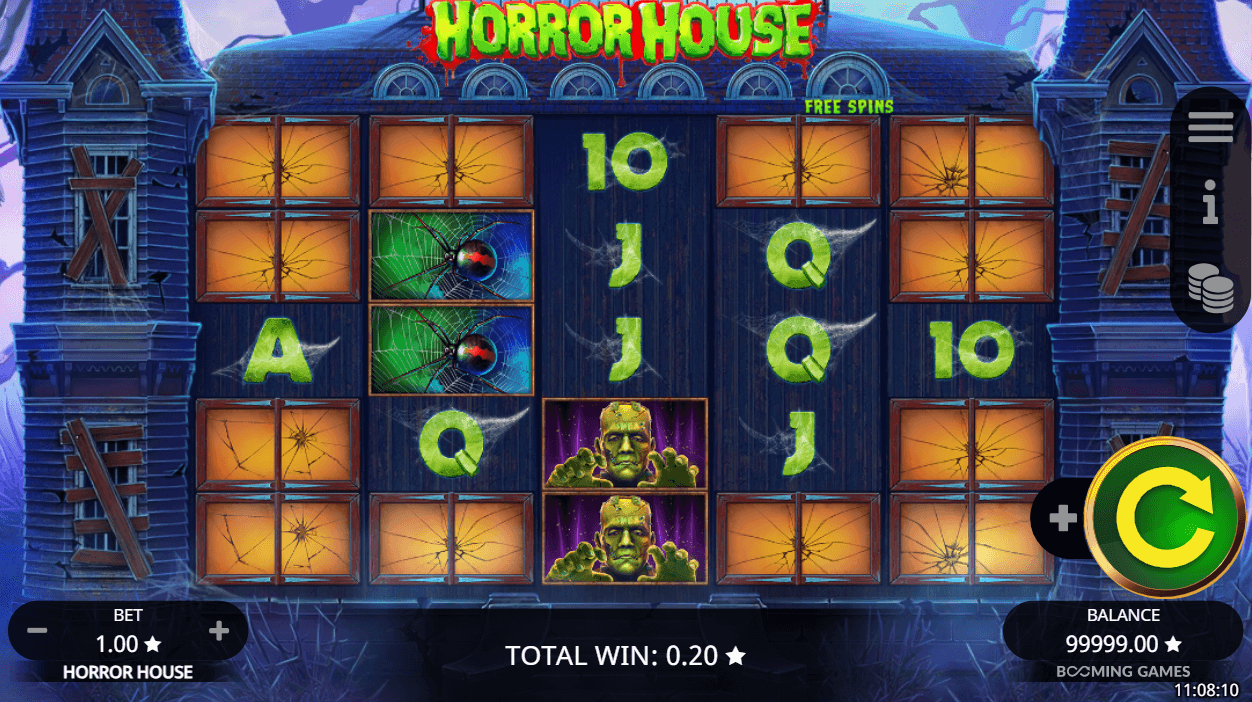 Horror House slot screenshot with spooky haunted mansion theme
