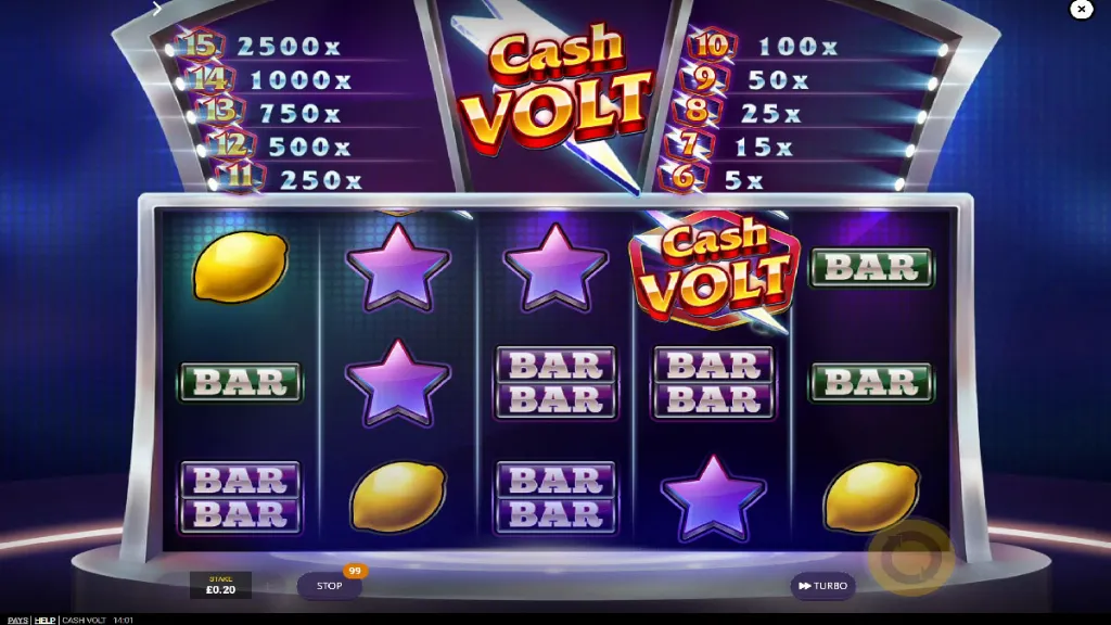 Cash Volt - Product photo with slot game display.