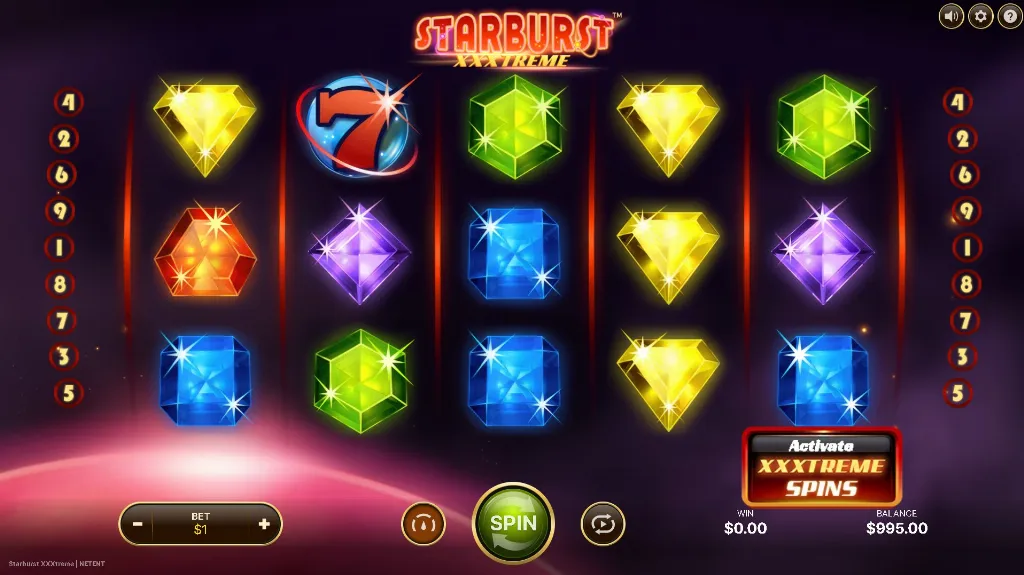 The Starburst XXXtreme slot intensifies the gem-spinning gameplay with high-volatility action and explosive payouts.