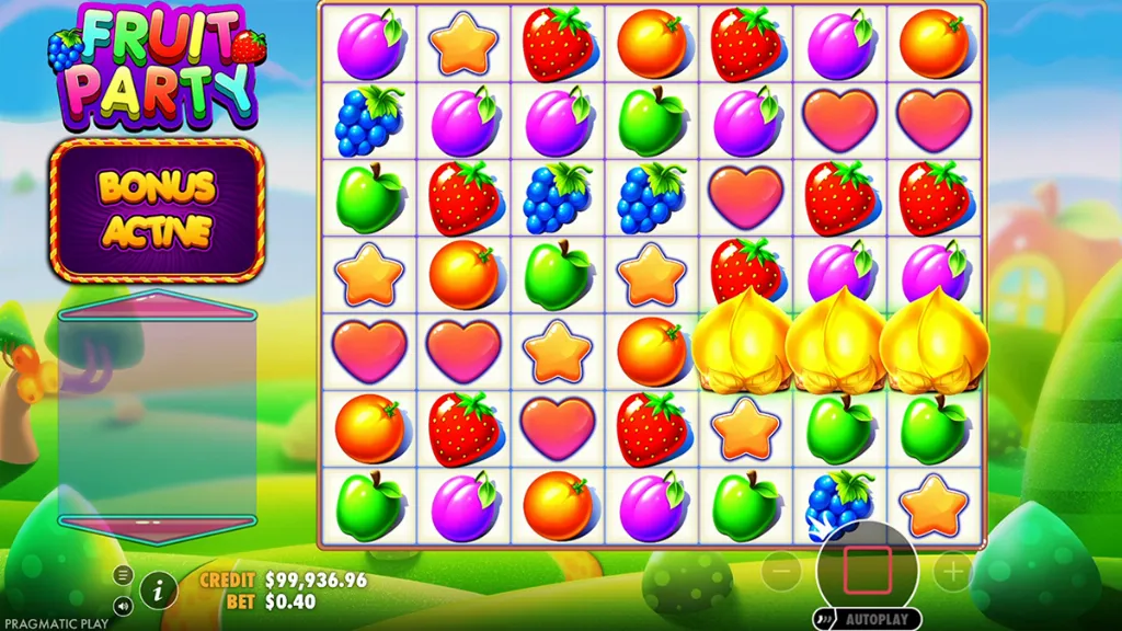 Fruit Party - Game screenshot with bonus active.