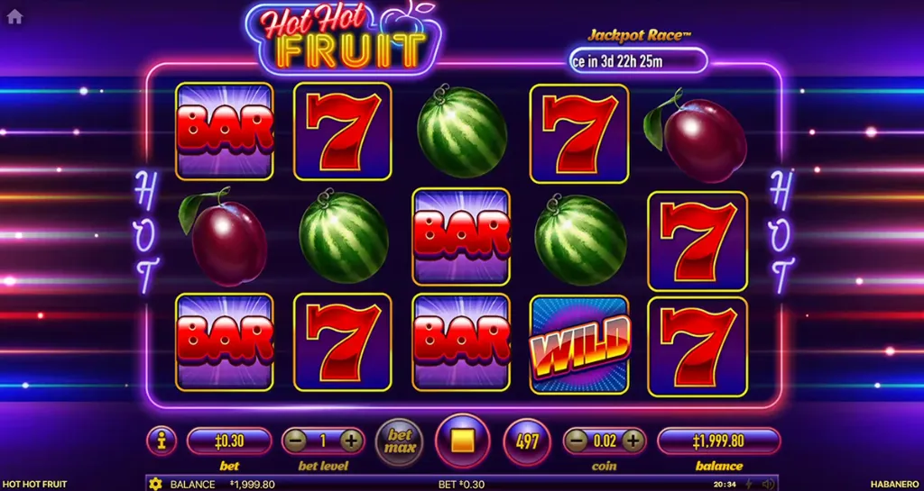 Hot Hot Fruit - Slot Game Image with colorful symbols.
