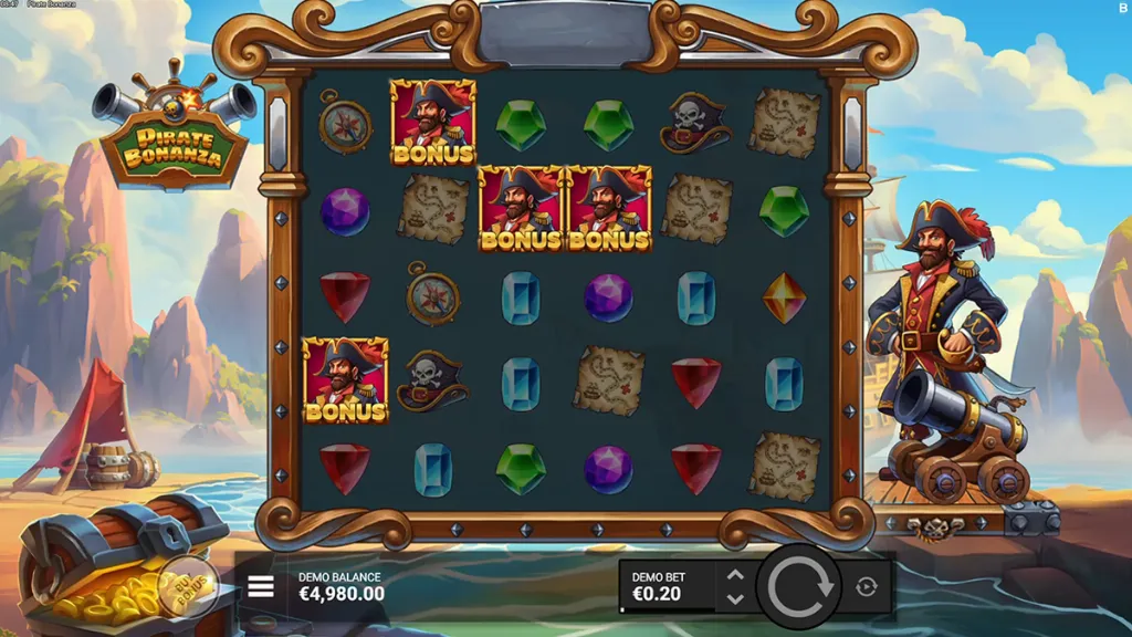 Pirate Bonanza - Game Screenshot with Bonus Trigger