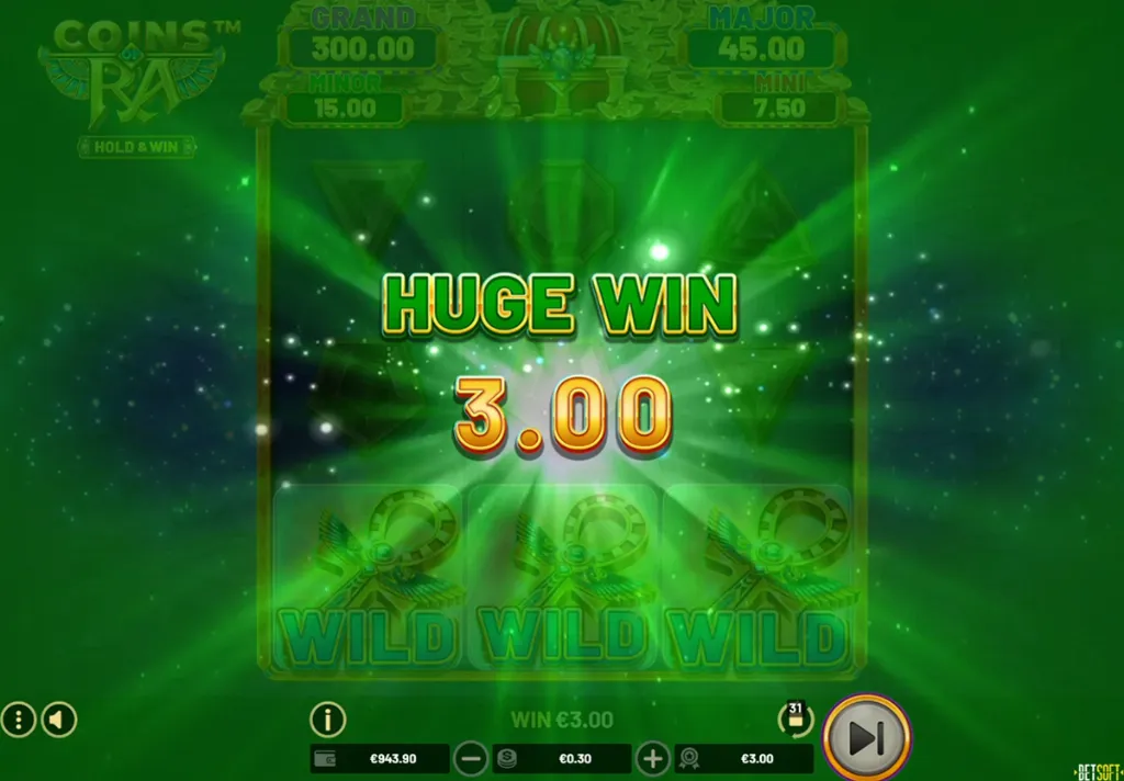 Coins of Ra - Game Screenshot with Huge Win Message