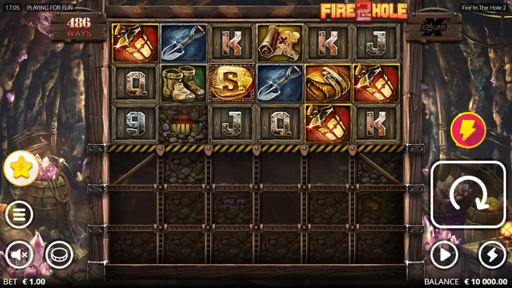 Fire in the Hole 2 - Game screenshot with slot symbols.
