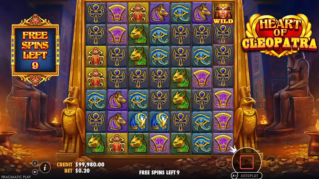 Heart of Cleopatra - Game screenshot with free spins.