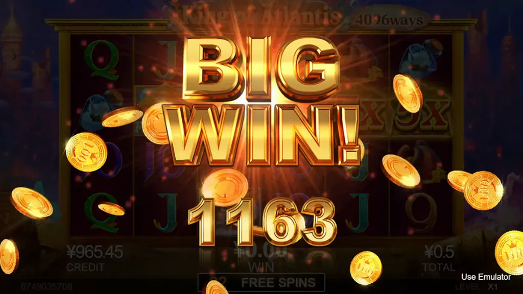 King of Atlantis - Banner with big win announcement.