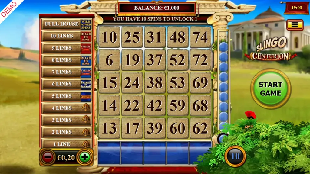 Slingo Centurion - Game Screenshot with Gameplay Elements