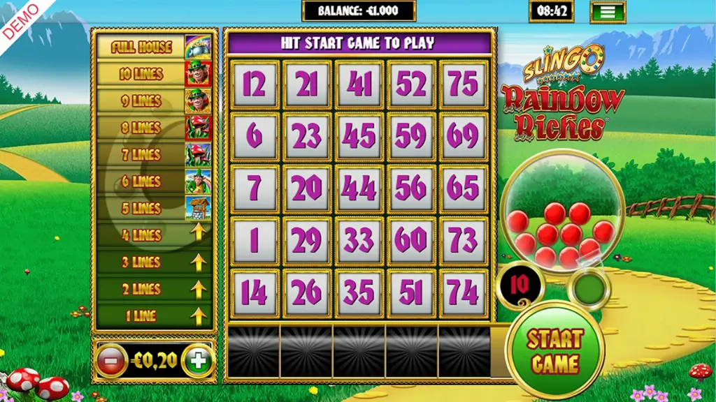 Slingo - Game screenshot with colorful layout.