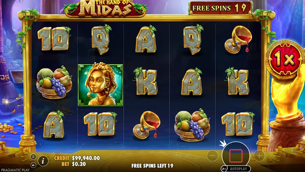 The Hand of Midas - Game Screenshot with Free Spins
