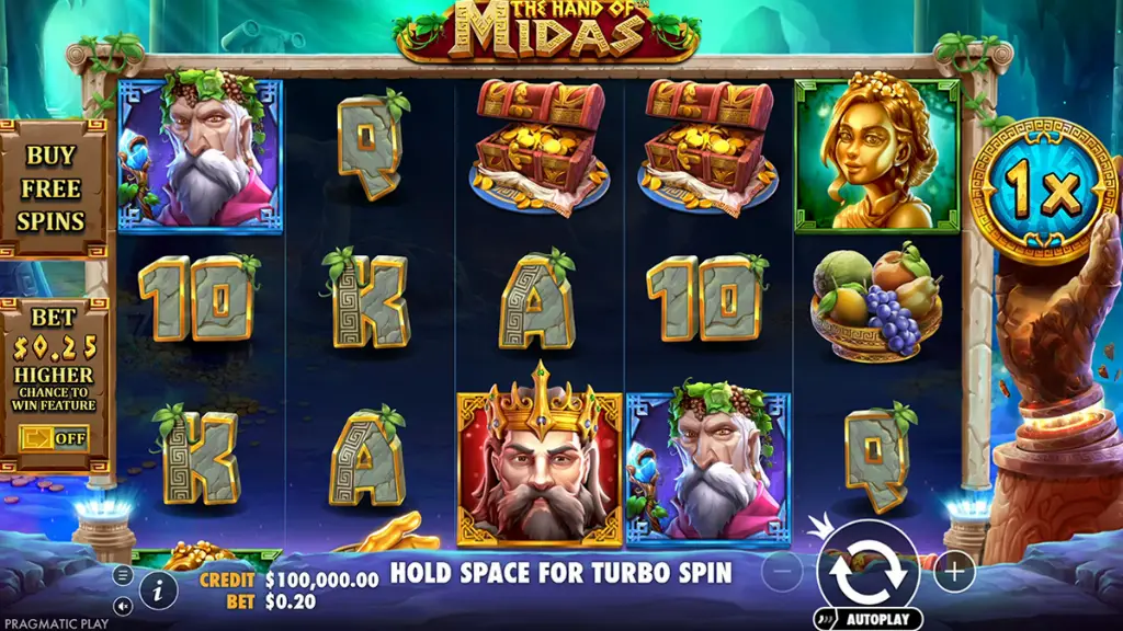 The Hand of Midas - Slot Game with vibrant graphics.