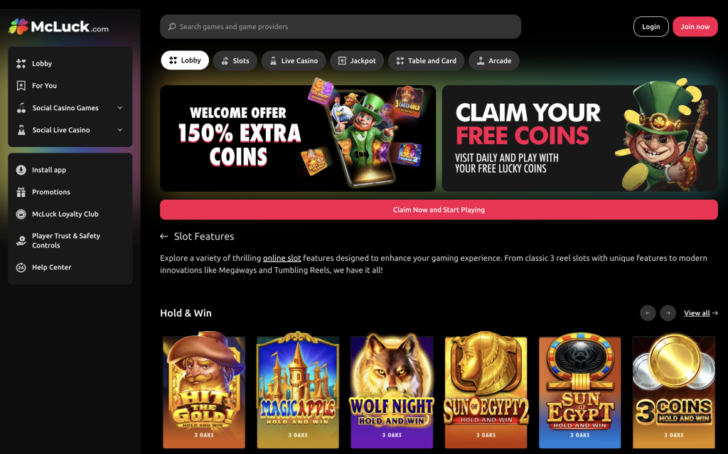 Mcluck screenshot with promotions