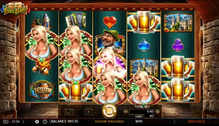 Bier Haus Free Spins feature triggered after landing enough Scatter symbols.