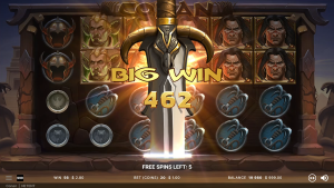 Conan Big Win screen after a successful free spins combination.