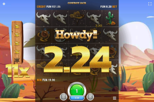Cowboy Jack Big Win animation after a winning spin with an 11x multiplier.
