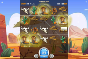 Cowboy Jack bonus symbols appearing on the reels before a bonus feature is triggered.