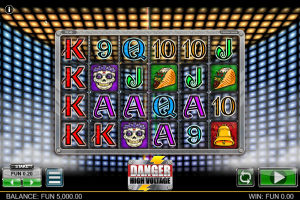 Danger High Voltage base game showing the 6x4 Megaways reels and retro-themed symbols.