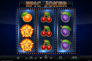 Epic Joker base game showing the classic 3-reel layout with fruit symbols, stars and lucky sevens.
