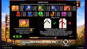 Buffalo King Megaways paytable displaying symbol values, Wild symbol, and Megaways winning mechanics.