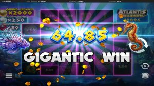 Gigantic win screen in the Atlantis Megaways slot demo